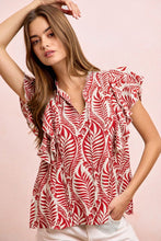 Load image into Gallery viewer, Bibi Red Botanical Ruffle Top
