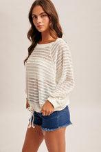 Load image into Gallery viewer, White Boatneck Raglan Tie Top

