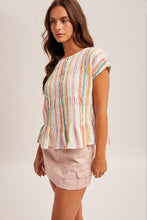 Load image into Gallery viewer, Multi Pastel Smocked Stripe Top
