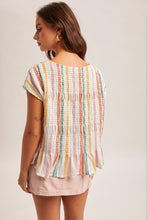 Load image into Gallery viewer, Multi Pastel Smocked Stripe Top
