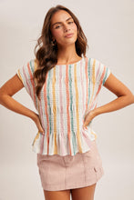 Load image into Gallery viewer, Multi Pastel Smocked Stripe Top
