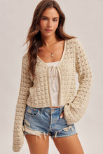 Load image into Gallery viewer, Hem + Thread Ecru Tie Bell Sleeve Cardi
