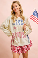 Load image into Gallery viewer, Bibi Stars + Stripes Bow Split Pullover
