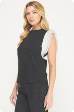 Load image into Gallery viewer, Black Ruffle Trim Top
