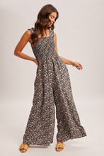 Load image into Gallery viewer, Hem + Thread Black Smocked Floral Jumpsuit
