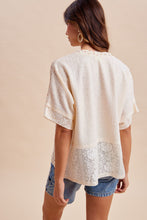 Load image into Gallery viewer, Lace + Floral Cream Patchwork Top
