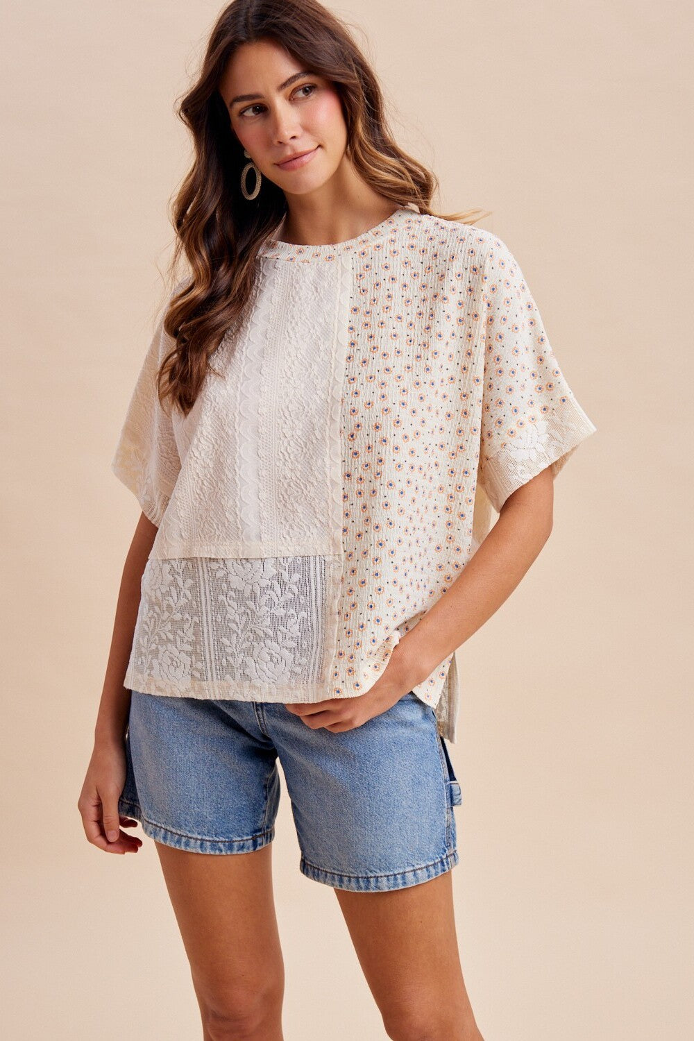 Lace + Floral Cream Patchwork Top – Adorn Boutique MI