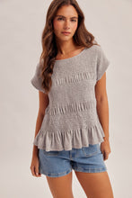 Load image into Gallery viewer, Hem + Thread Grey Smocked Top
