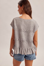 Load image into Gallery viewer, Hem + Thread Grey Smocked Top

