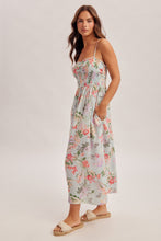 Load image into Gallery viewer, Hem + Thread Aqua Stripe Smocked Floral Dress
