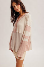 Load image into Gallery viewer, Hem + Thread Cream + Mauve Waffle Top
