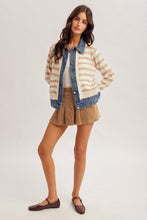 Load image into Gallery viewer, Hem + Thread Taupe Striped Denim Sweater Jacket
