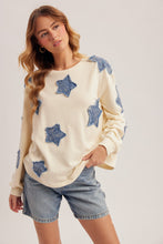 Load image into Gallery viewer, Ivory Denim Star Patch Pullover
