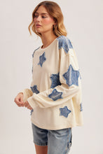 Load image into Gallery viewer, Ivory Denim Star Patch Pullover
