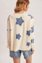 Load image into Gallery viewer, Ivory Denim Star Patch Pullover
