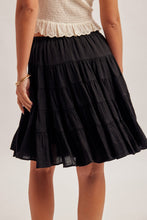Load image into Gallery viewer, Hem + Thread Black Tiered Skirt
