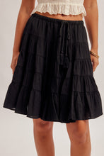 Load image into Gallery viewer, Hem + Thread Black Tiered Skirt
