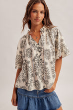 Load image into Gallery viewer, Ivory + Black Boho V-Neck Top
