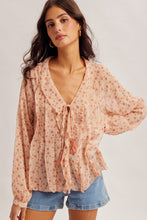 Load image into Gallery viewer, Hem + Thread Pink Floral Chiffon Ruffle Top
