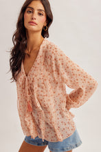 Load image into Gallery viewer, Hem + Thread Pink Floral Chiffon Ruffle Top
