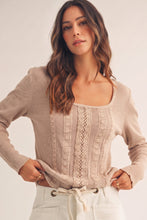 Load image into Gallery viewer, Oatmeal Washed Lace Detail Top
