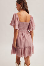 Load image into Gallery viewer, Hem + Thread Mauve Smocked Mini Dress
