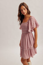 Load image into Gallery viewer, Hem + Thread Mauve Smocked Mini Dress
