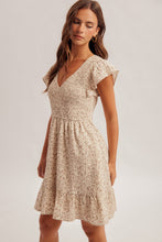 Load image into Gallery viewer, Hem + Thread Smocked Taupe Floral Dress
