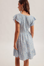 Load image into Gallery viewer, Hem + Thread Smocked Blue Floral Dress
