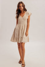Load image into Gallery viewer, Hem + Thread Smocked Taupe Floral Dress
