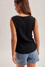 Load image into Gallery viewer, Hem + Thread Black Button Tank
