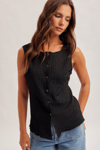 Load image into Gallery viewer, Hem + Thread Black Button Tank
