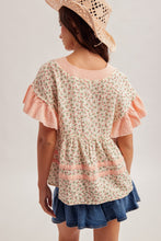 Load image into Gallery viewer, Hem + Thread Peach Floral Gauze Babydoll Top
