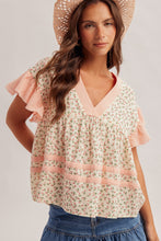 Load image into Gallery viewer, Hem + Thread Peach Floral Gauze Babydoll Top
