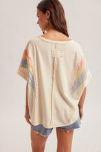 Load image into Gallery viewer, Hem + Thread Oversized Cream Rainbow Top
