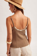 Load image into Gallery viewer, Hem + Thread Olive Lace Trim Cami Tank
