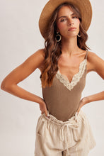 Load image into Gallery viewer, Hem + Thread Olive Lace Trim Cami Tank
