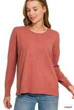 Load image into Gallery viewer, Heather Rust Front Seam Sweater
