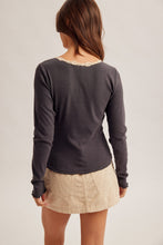 Load image into Gallery viewer, Charcoal Lace Trim Top
