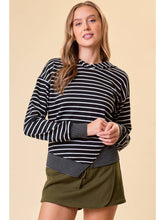 Load image into Gallery viewer, Black Stripe Zip Hoodie
