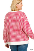 Load image into Gallery viewer, Ruby Stripe Pullover - Plus
