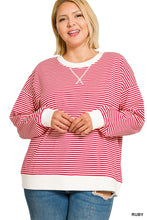 Load image into Gallery viewer, Ruby Stripe Pullover - Plus
