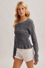 Load image into Gallery viewer, Charcoal Smocked Top
