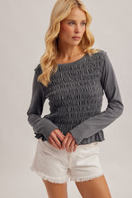 Load image into Gallery viewer, Charcoal Smocked Top
