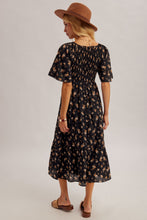 Load image into Gallery viewer, Black Daisy Smocked Dress
