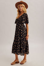 Load image into Gallery viewer, Black Daisy Smocked Dress
