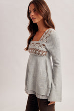 Load image into Gallery viewer, Dusty Blue Babydoll Ruffle Sweater
