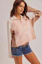 Load image into Gallery viewer, Pink + Tan Zip Sweater
