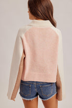 Load image into Gallery viewer, Pink + Tan Zip Sweater
