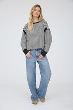 Load image into Gallery viewer, B+W Stripe Back Cutout Top

